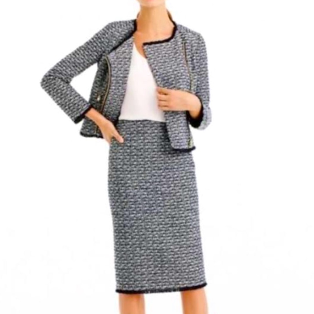 J Crew Pencil Skirt Fringy Tweed sz 0